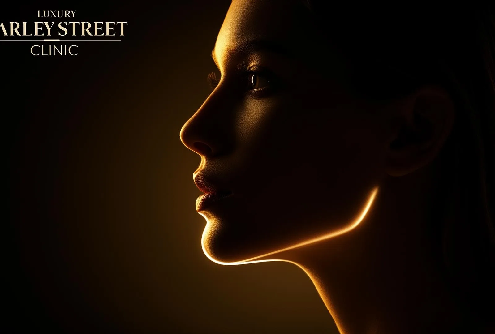 Cinematic profile silhouette highlighting chin and jawline contour