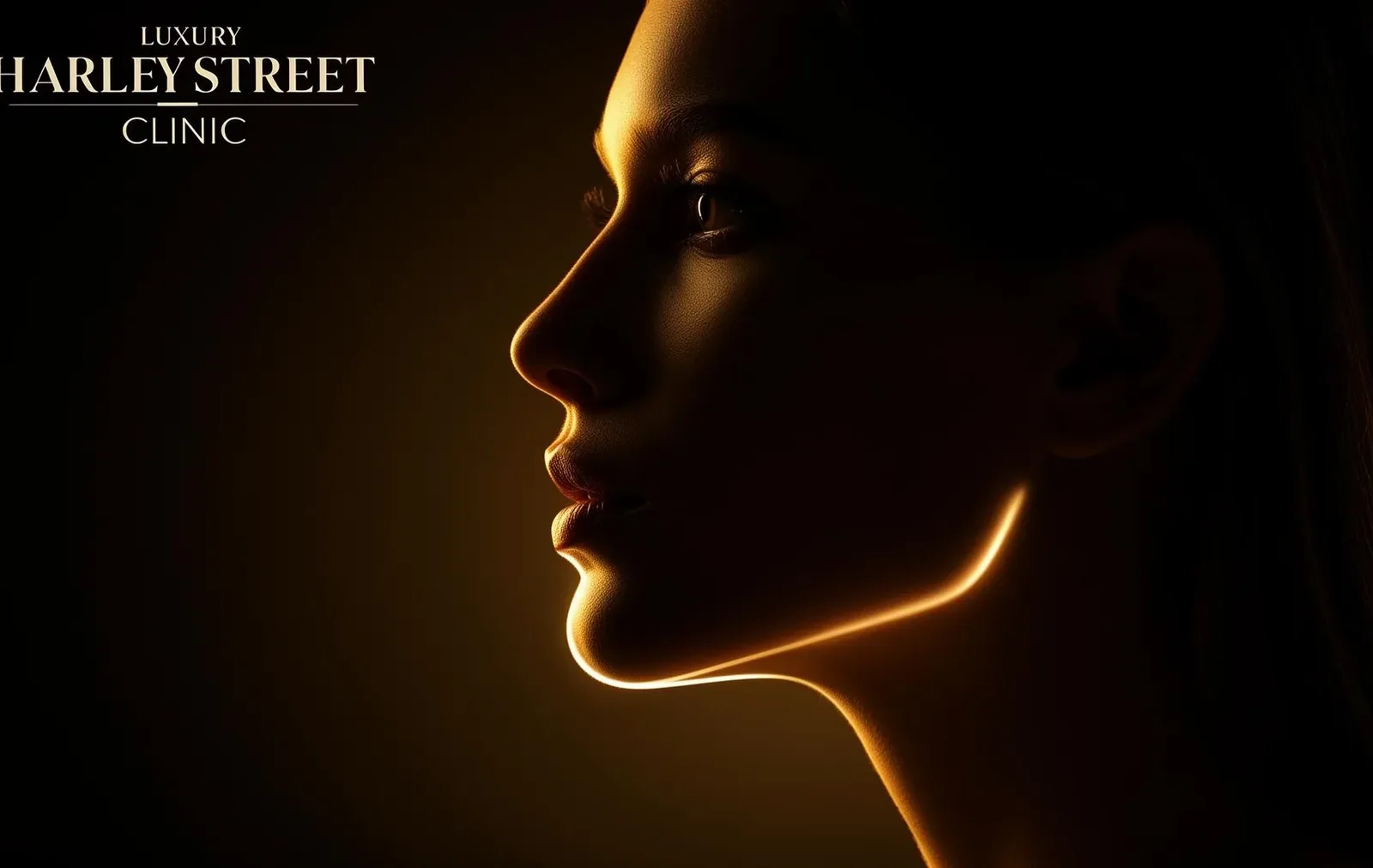 Cinematic profile silhouette highlighting chin and jawline contour