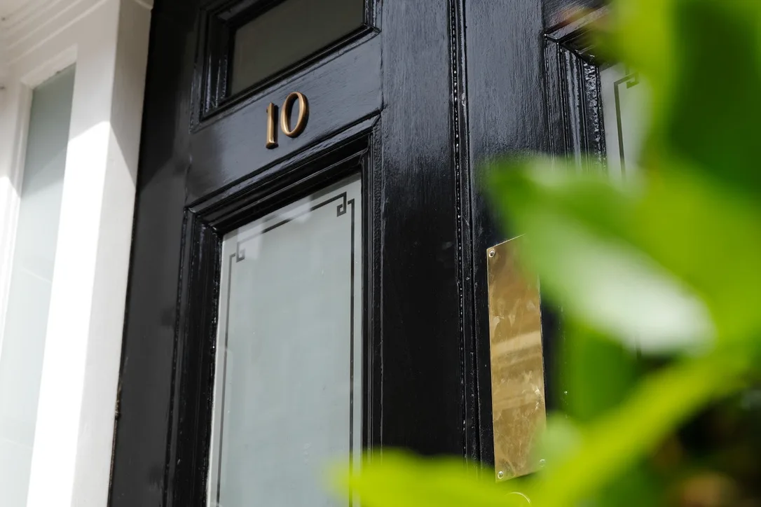 Professional entrance to Cosmedocs Harley Street clinic with elegant door number 10