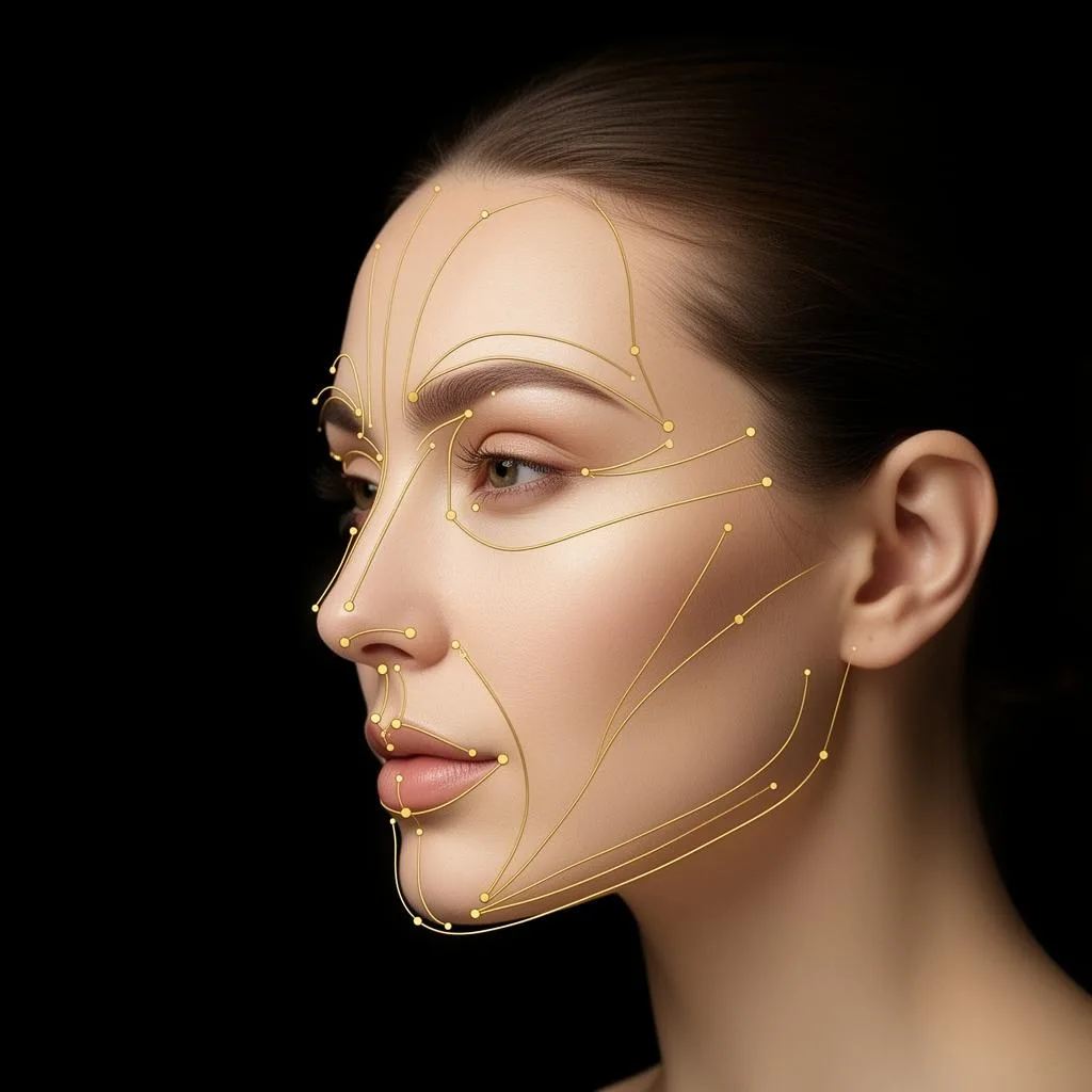 The cosmetic units of the face — anatomical map in gold