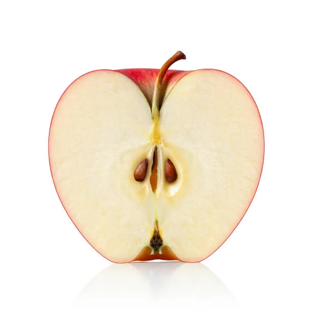 Cross-section of an apple — the red skin represents your skin layers, the yellow flesh represents your fat, muscle, and bone