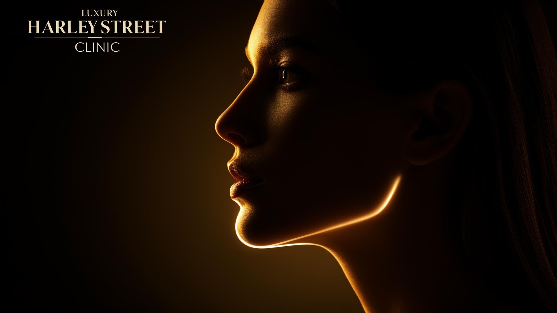 Cinematic profile silhouette highlighting chin and jawline contour