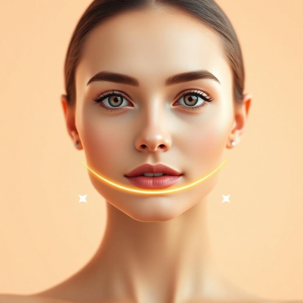 Front-view illustration showing slimming of the lower face width with masseter Botox