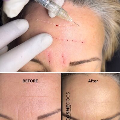 Forehead filler and botox for skin rejuvenation.